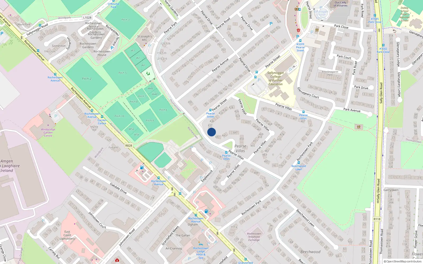 Overhead map showing the location of 439 Pearse Villas, Sallynoggin