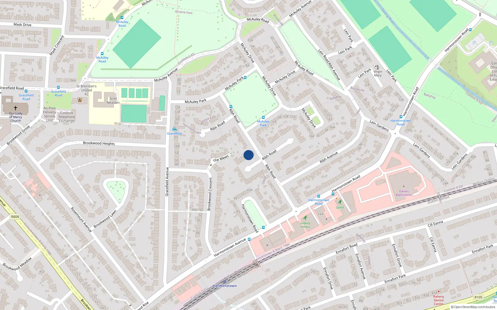 Overhead map showing the location of 43A Ribh Road, Dublin 5