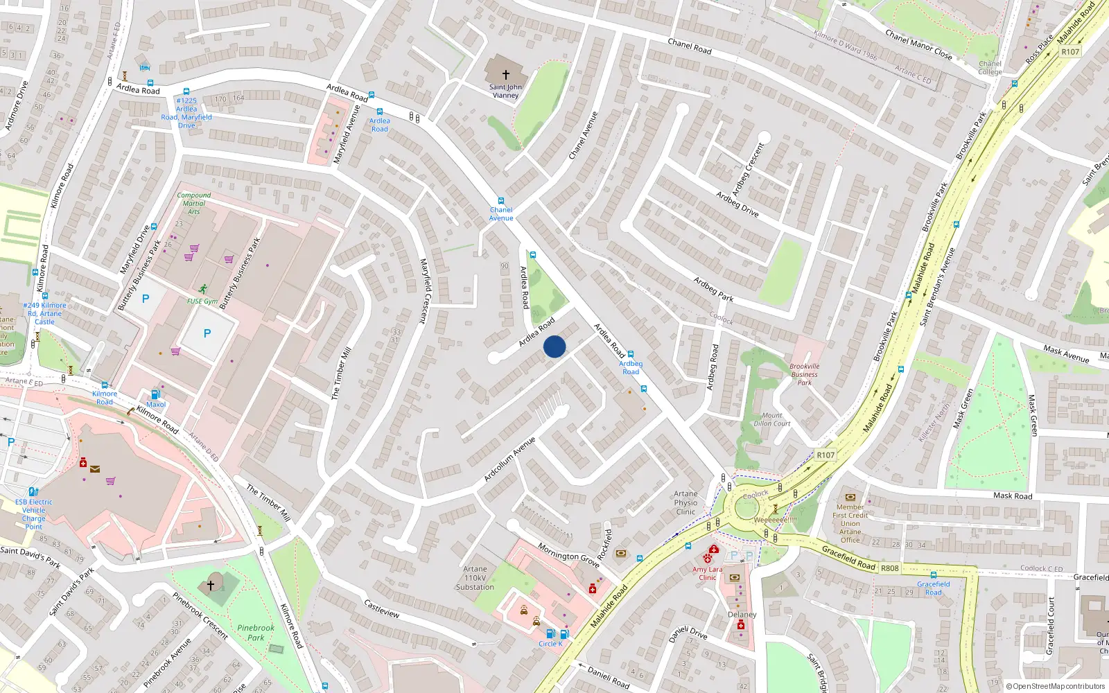 Overhead map showing the location of 44 Ardlea Road, Dublin 5