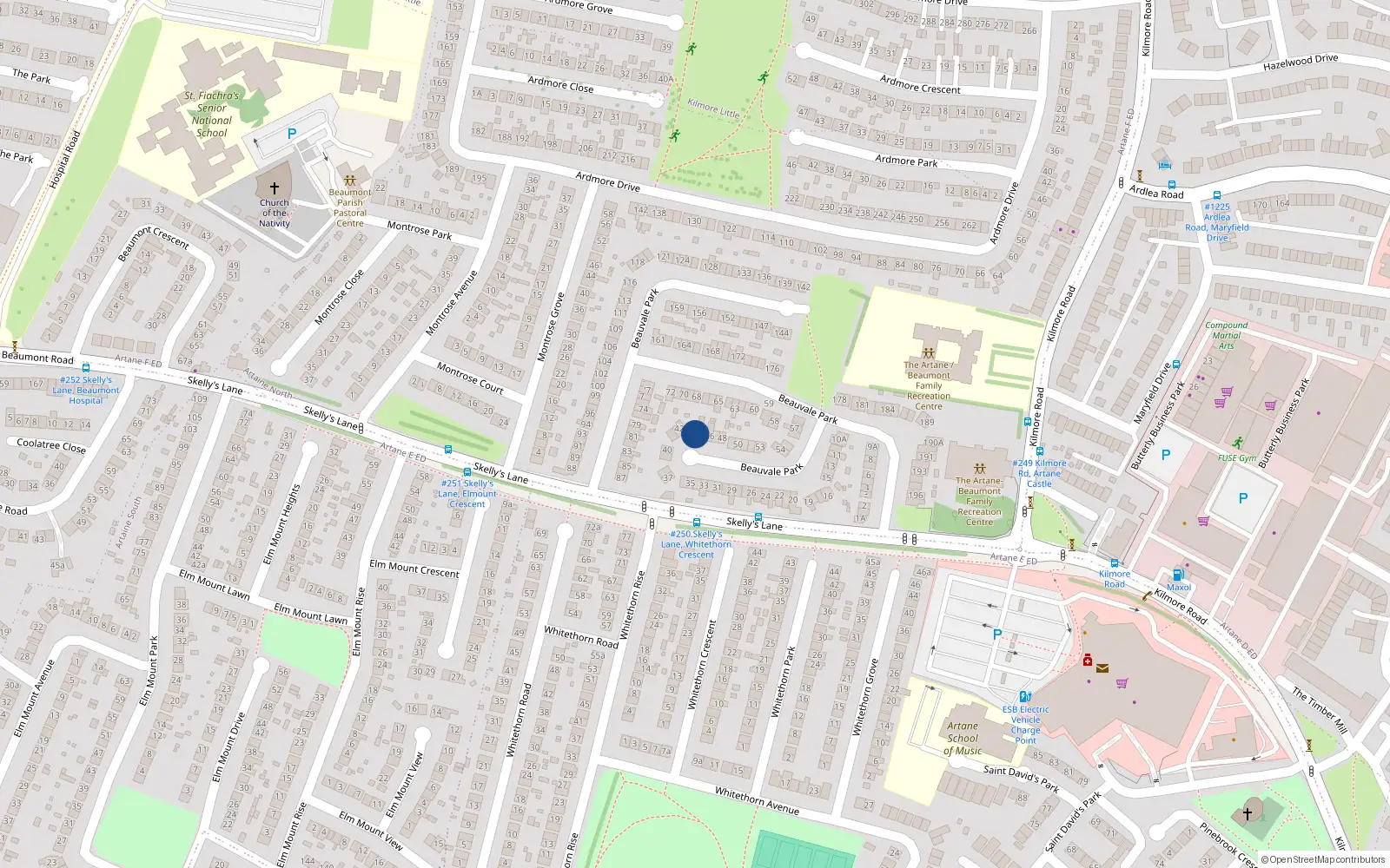 Overhead map showing the location of 44 Beauvale Park, Dublin 5