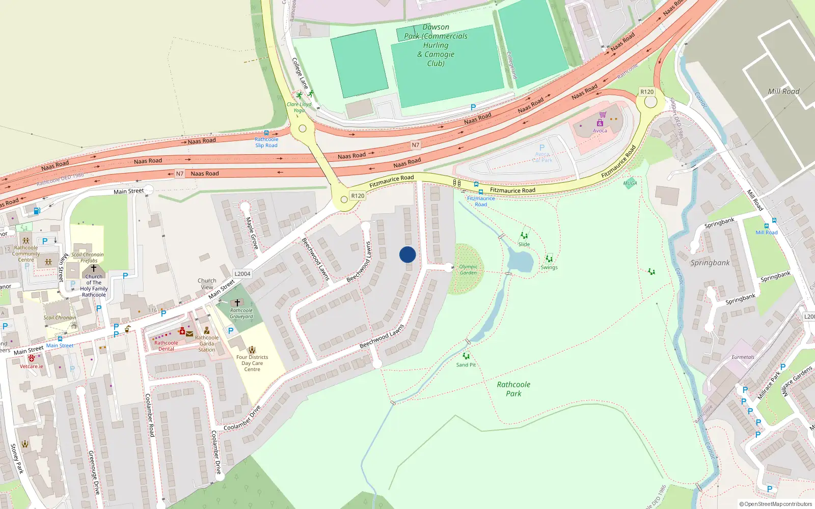Overhead map showing the location of 44 Beechwood Lawns, Rathcoole