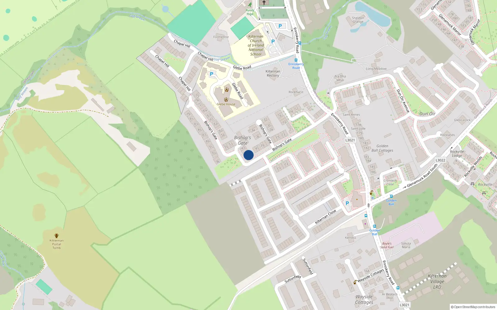 Overhead map showing the location of 44 Bishops Gate, Kilternan