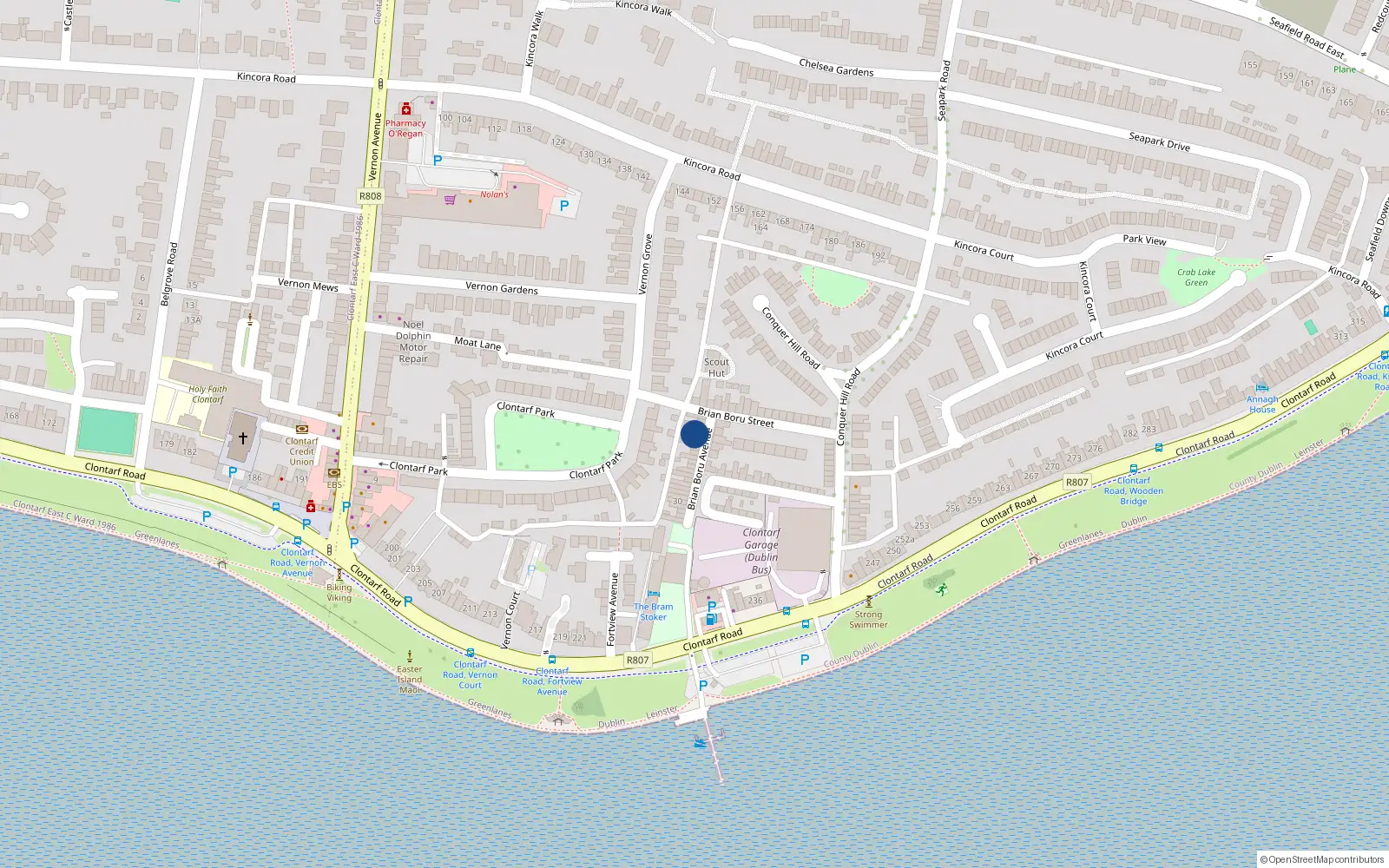 Overhead map showing the location of 44 Brian Boru Avenue, Dublin 3