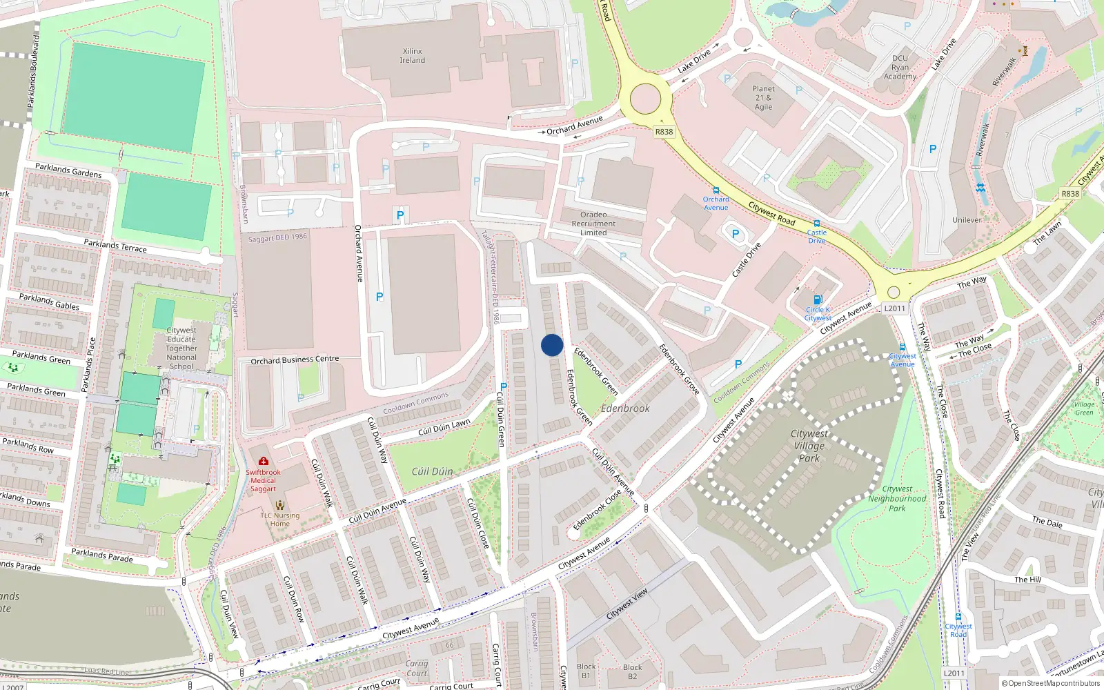 Overhead map showing the location of 44 Edenbrook Green, Citywest
