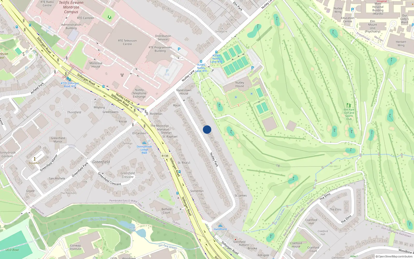 Overhead map showing the location of 44 Nutley Park, Priesthouse