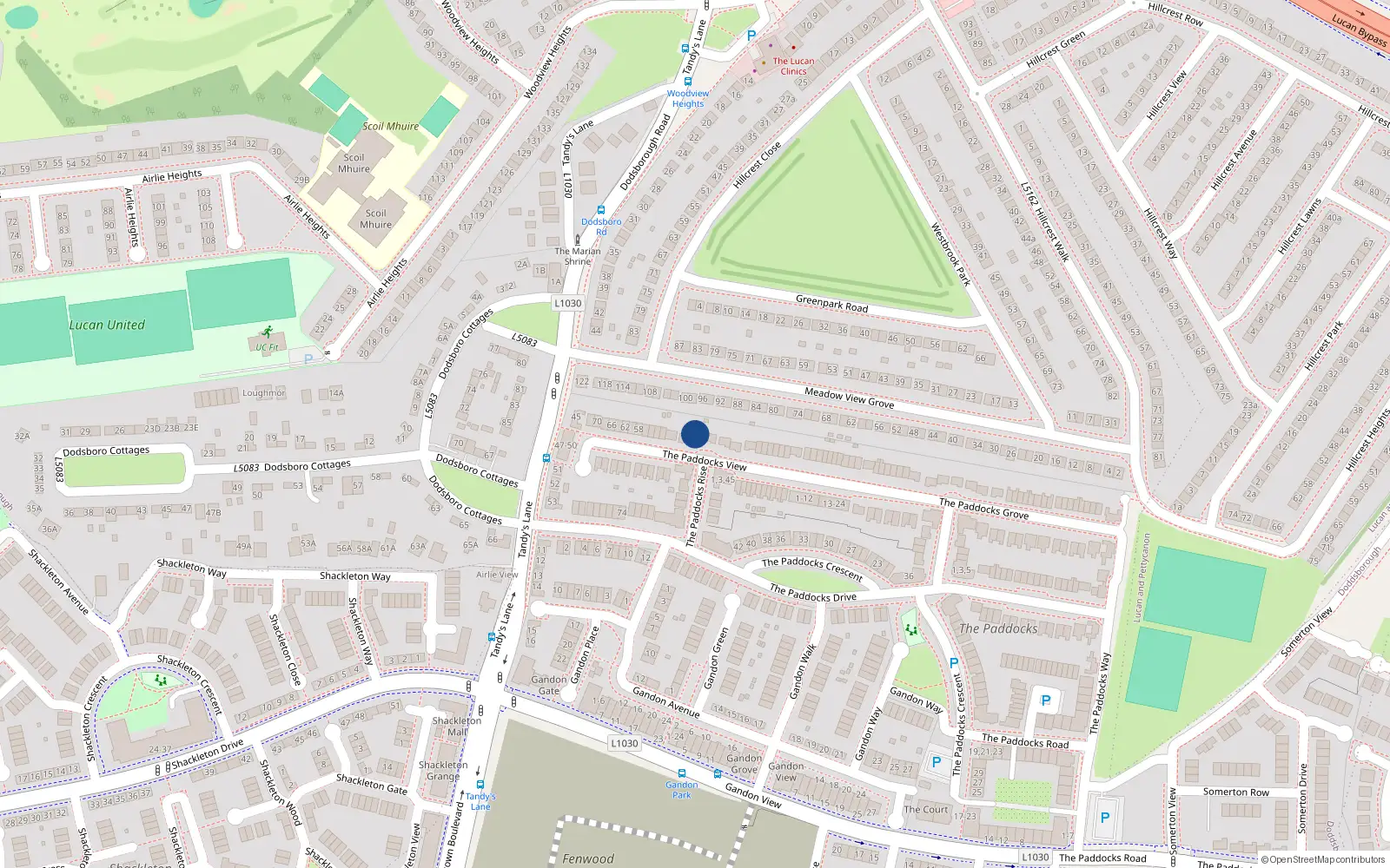 Overhead map showing the location of 44 Paddocks View, Adamstown