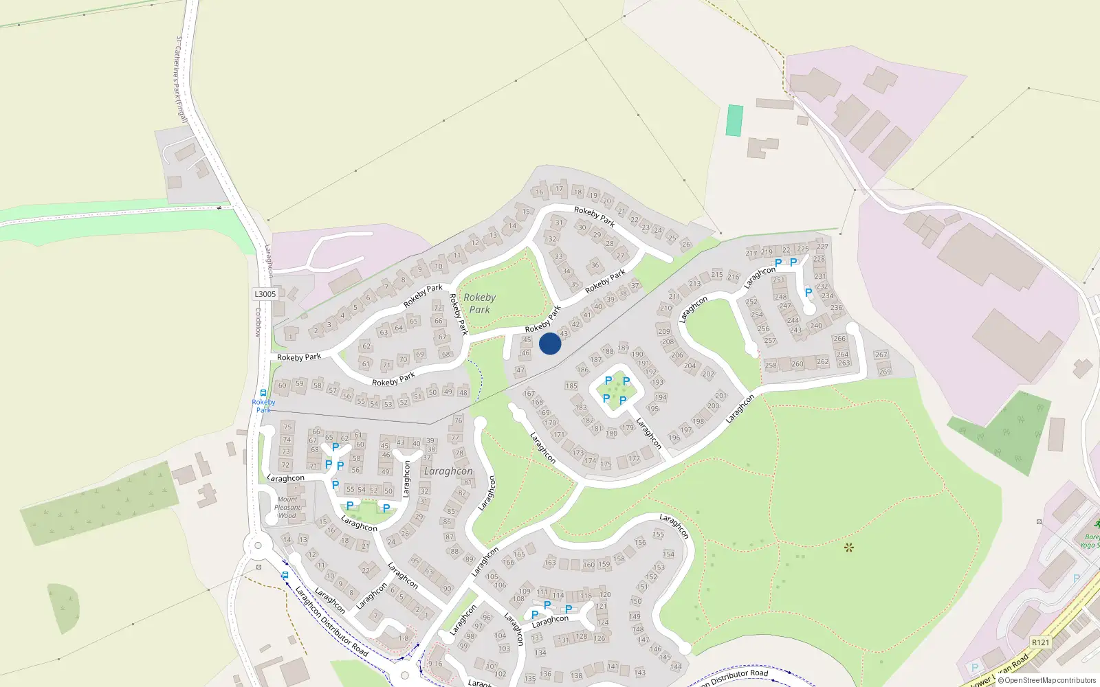 Overhead map showing the location of 44 Rokeby Park, Lucan
