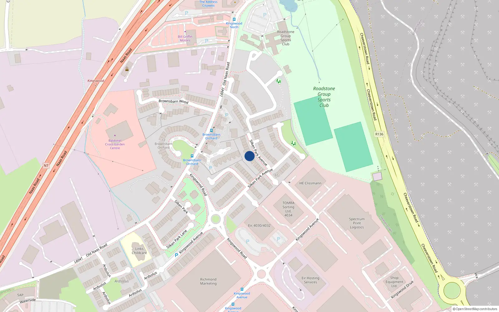 Overhead map showing the location of 44 Silken Park Avenue, Dublin 22