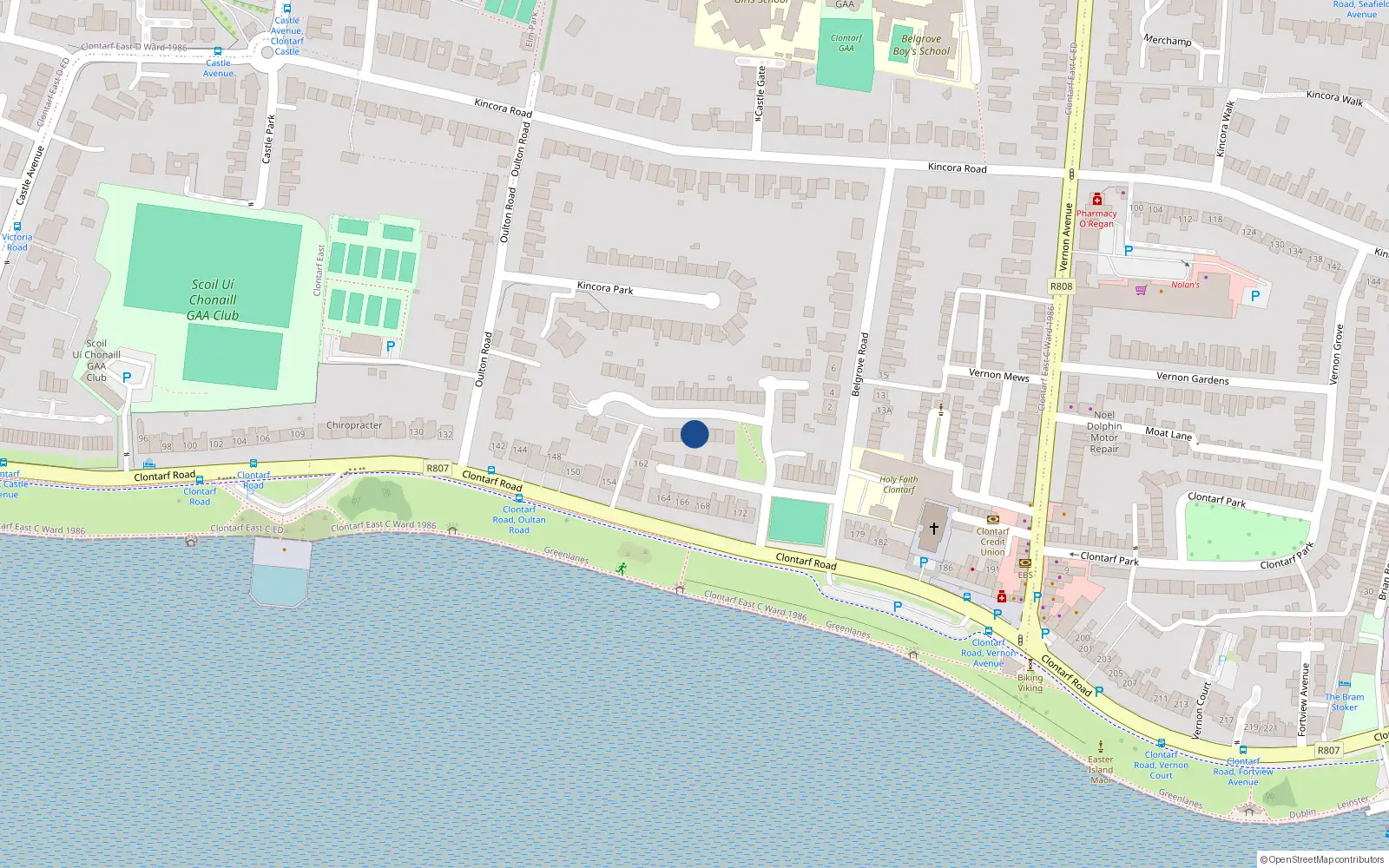 Overhead map showing the location of 44 Summerville, Dublin 3