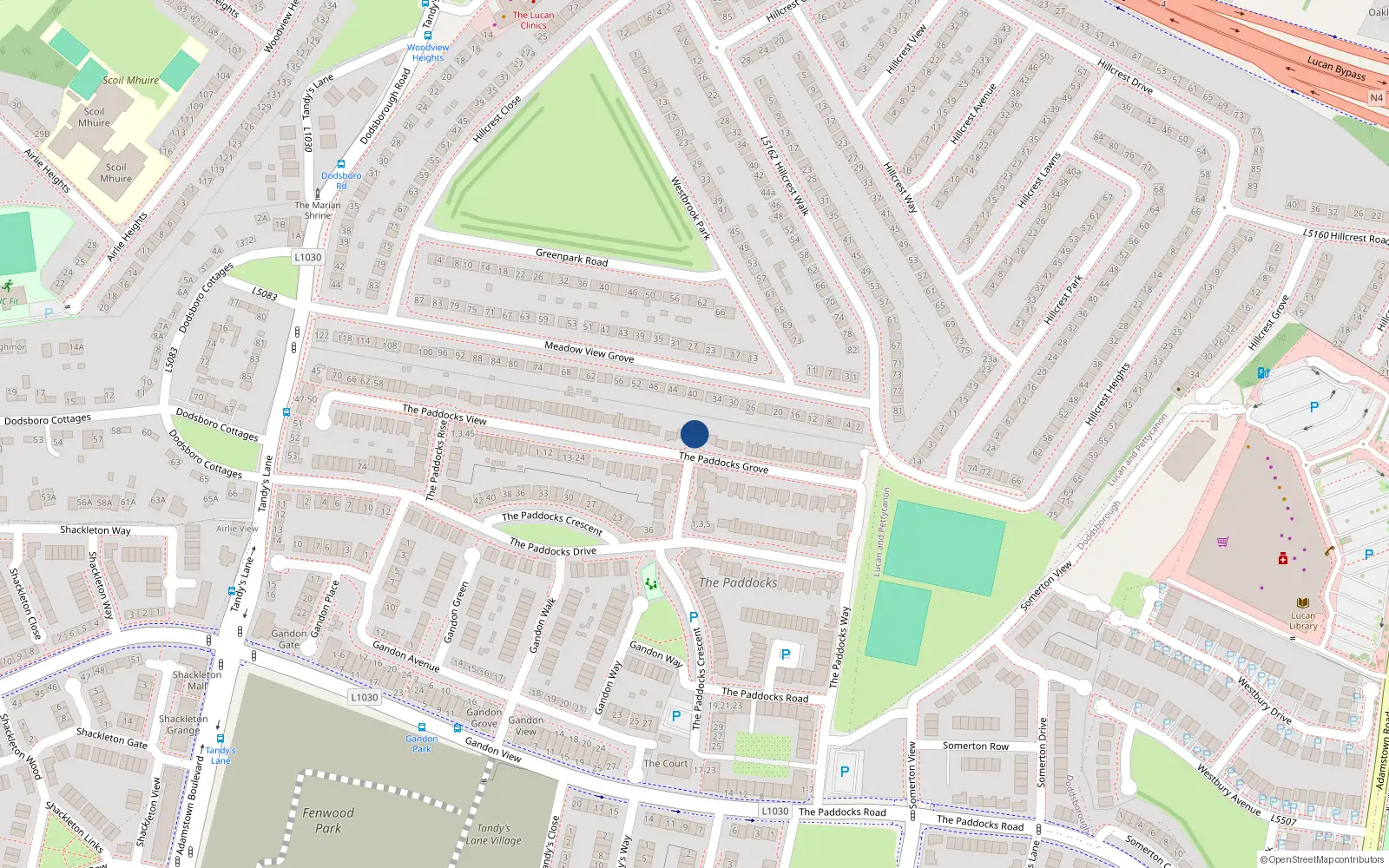 Overhead map showing the location of 44 The Paddocks Grove, Lucan