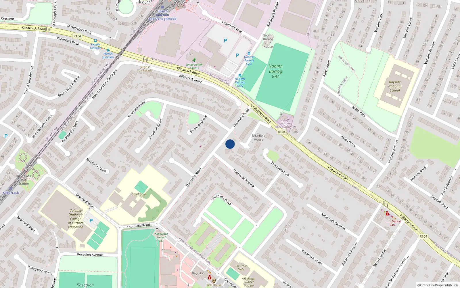 Overhead map showing the location of 44 Thornville Road, Dublin 5