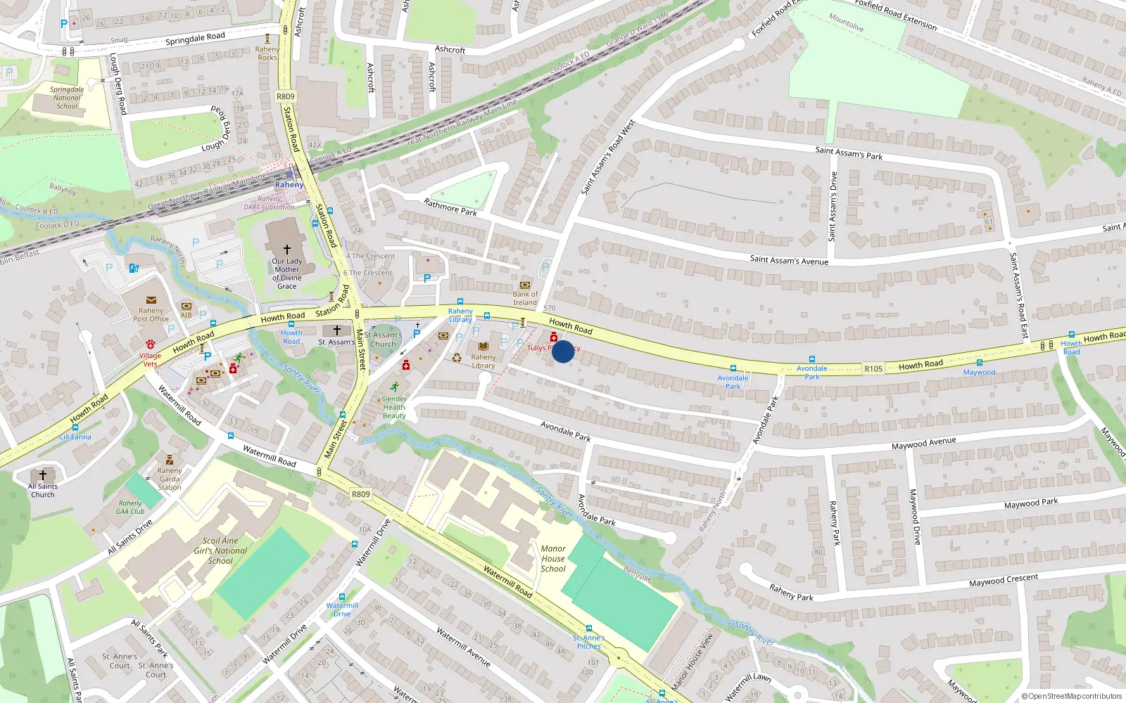 Overhead map showing the location of 441 Howth Road, Dublin 5