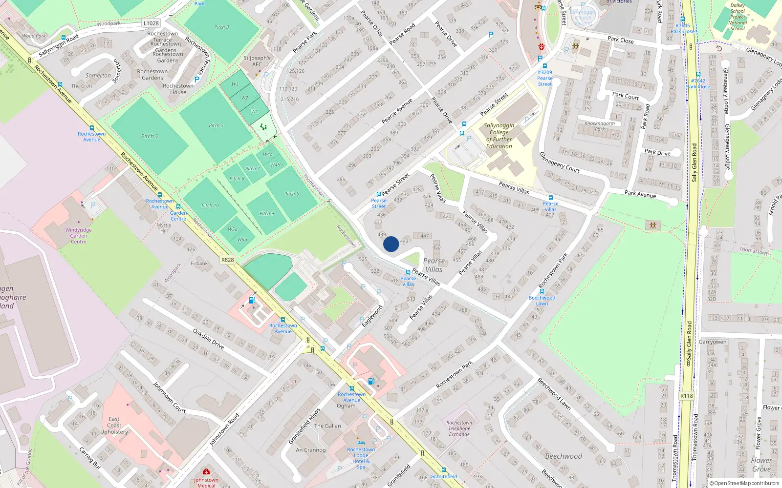 Overhead map showing the location of 441 Pearce Villas, Sallynoggin, Co Dublin