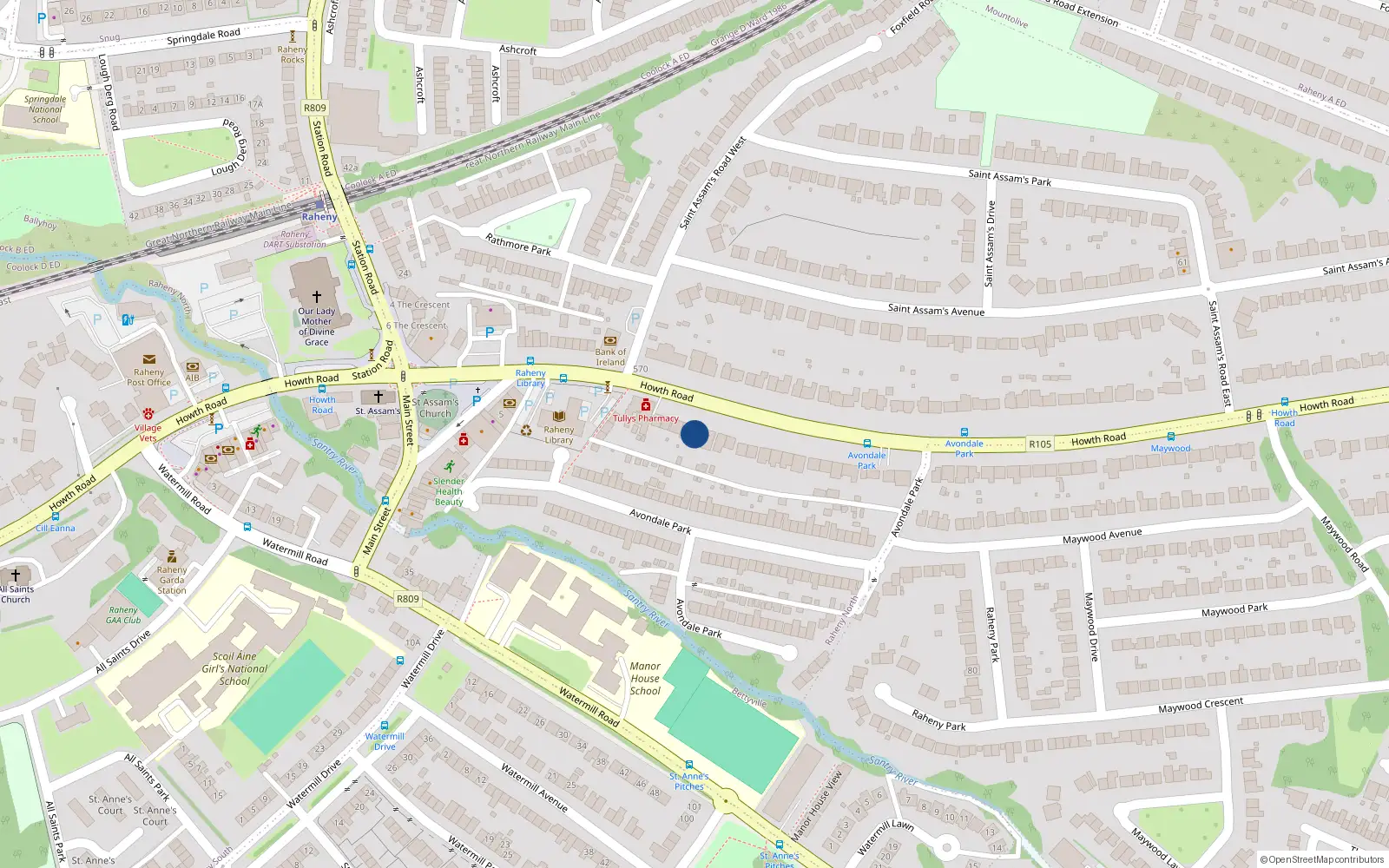Overhead map showing the location of 449 Howth Road, Raheny, Dublin 5