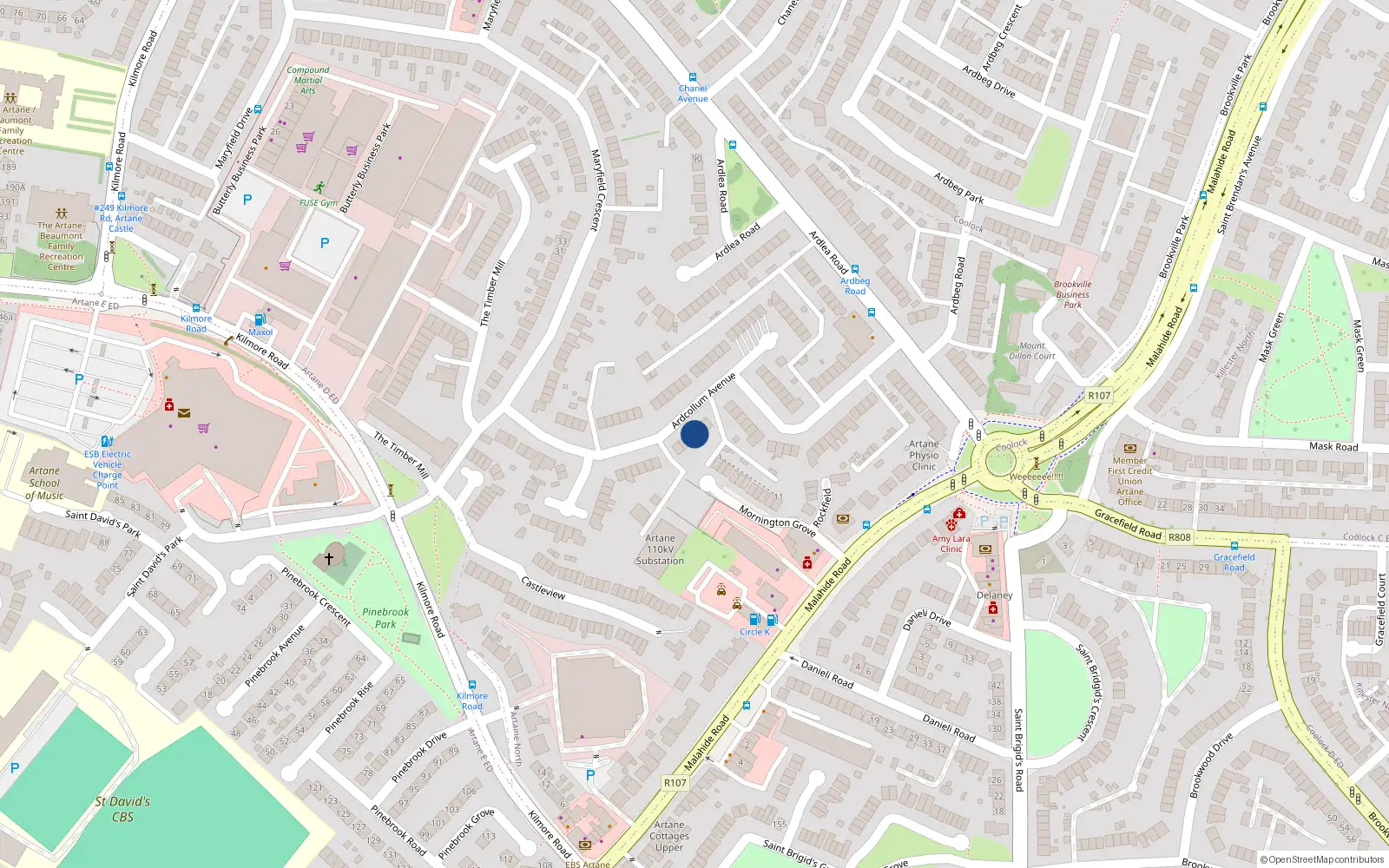 Overhead map showing the location of 45 Ascalardcholuim, Ardaodjom, Baileathaclia Cuig