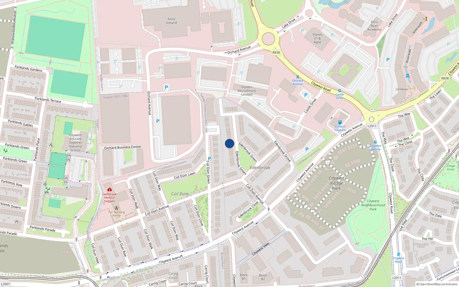 Overhead map showing the location of 45 Edenbrook Green, Citywest