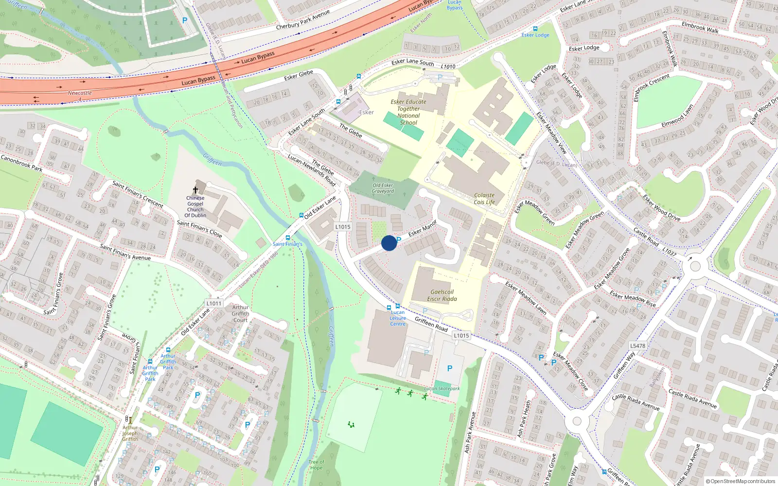 Overhead map showing the location of 45 Esker Manor, Lucan