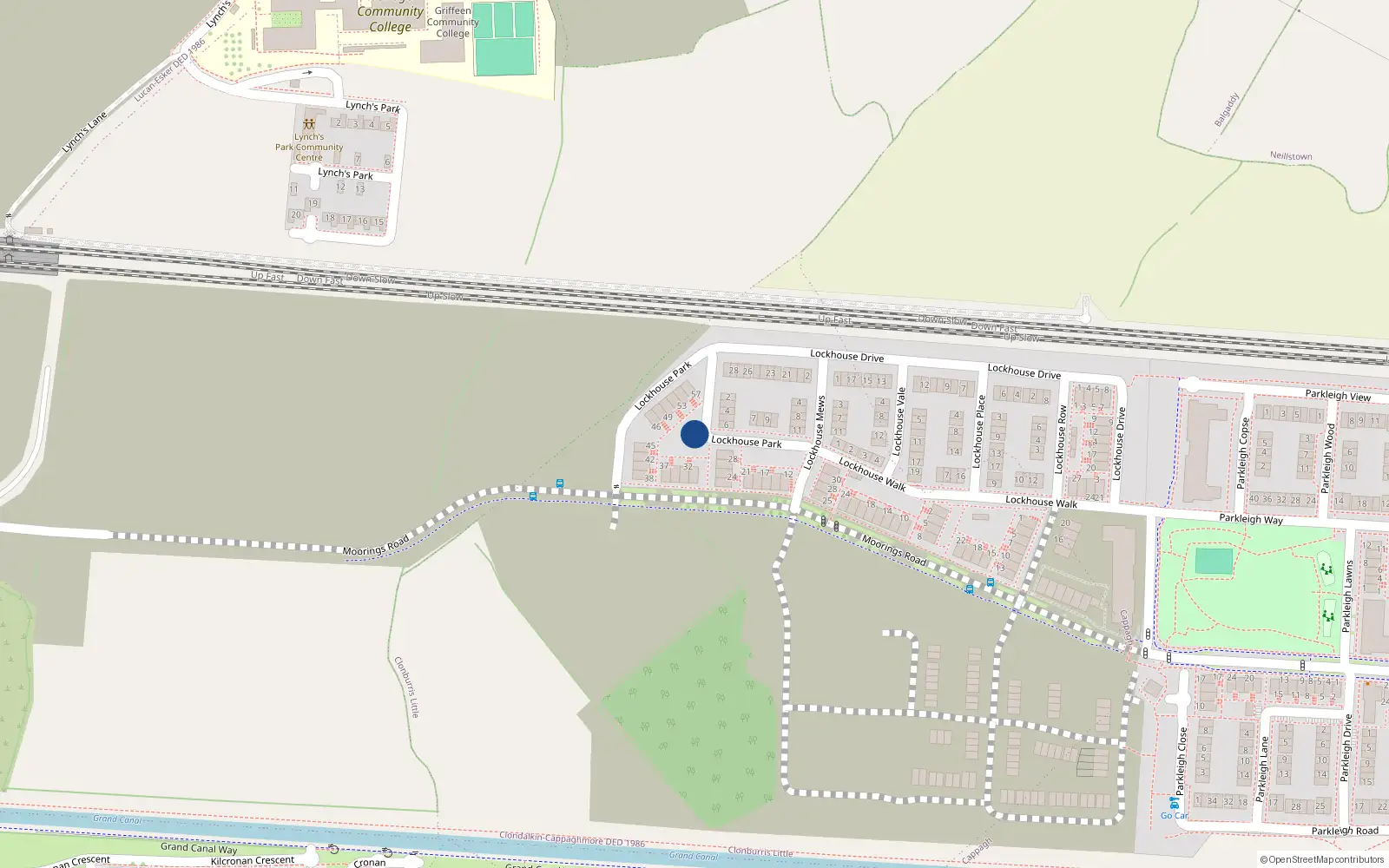 Overhead map showing the location of 45 Lockhouse Park, Clonburris Little