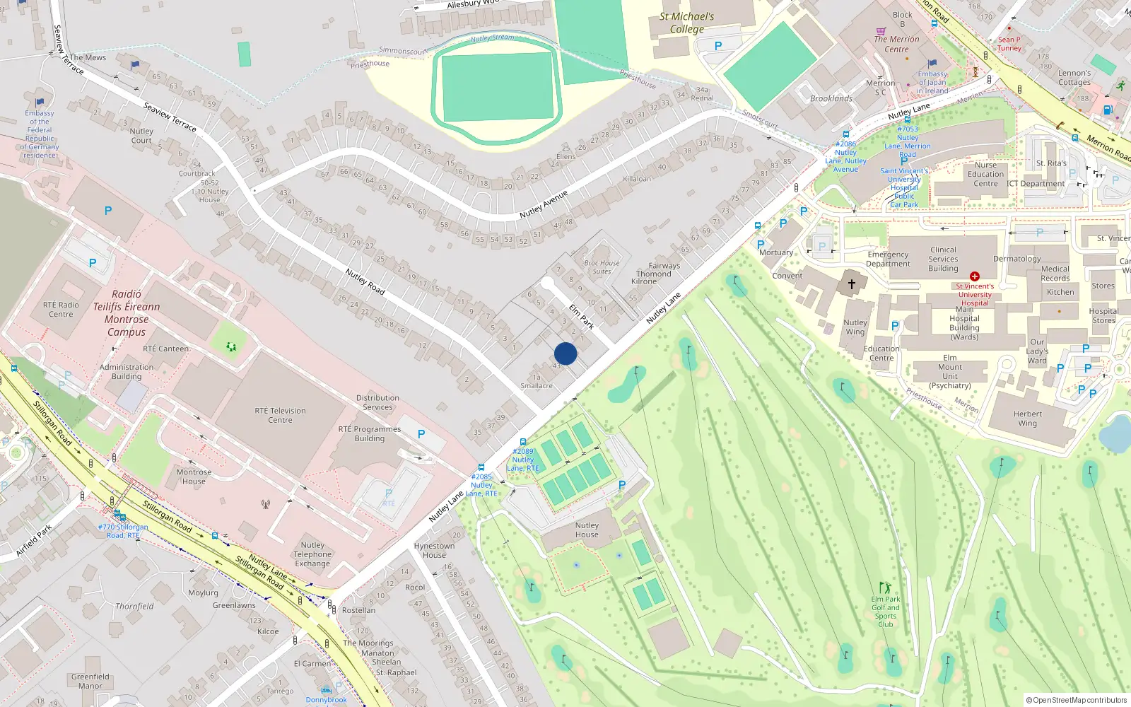 Overhead map showing the location of 45 Nutley Lane, Priesthouse