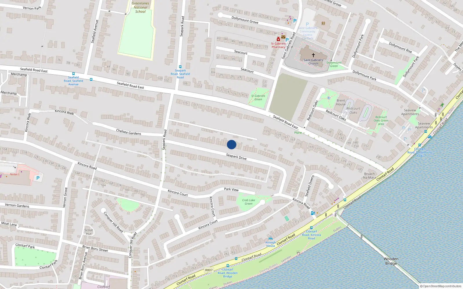 Overhead map showing the location of 45 Seapark Drive, Dublin 3