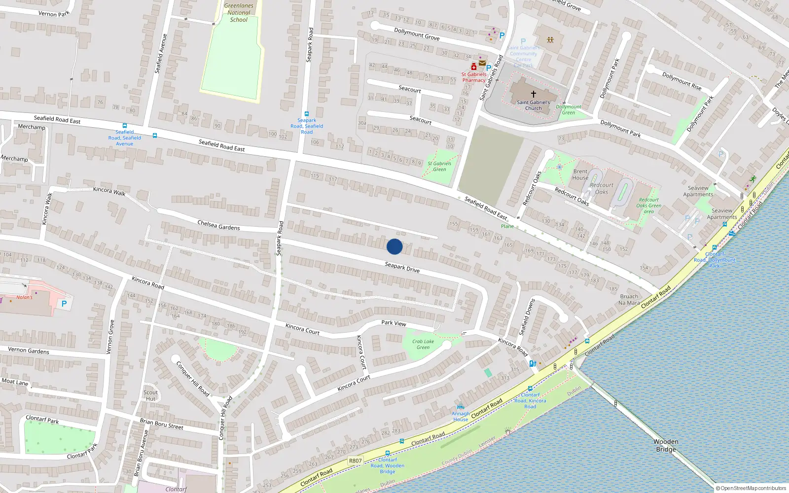 Overhead map showing the location of 45 Seapark Drive, Dublin 3