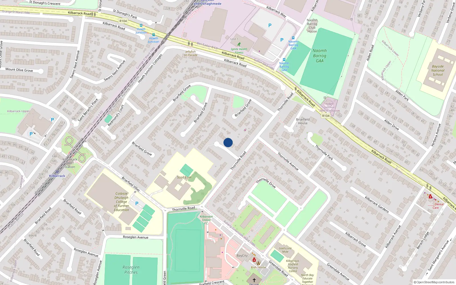 Overhead map showing the location of 45 Thornville Road, Kilbarrack, Dublin 5