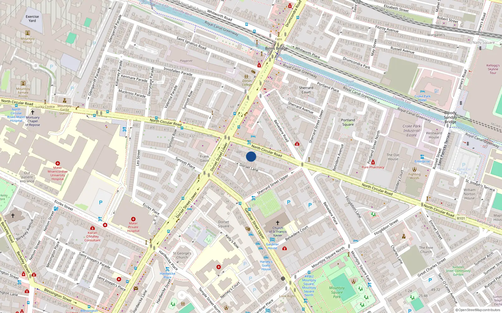 Overhead map showing the location of 456 North Circular Road, Dublin 1