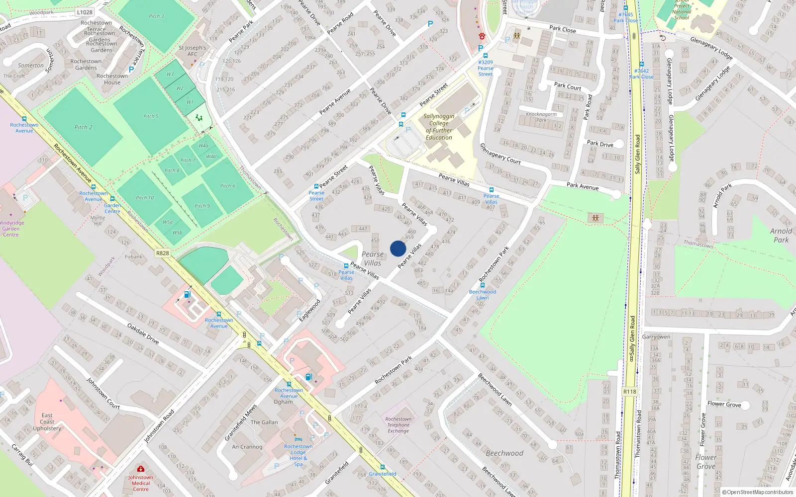 Overhead map showing the location of 456 Pearse Villas, Sallynoggin