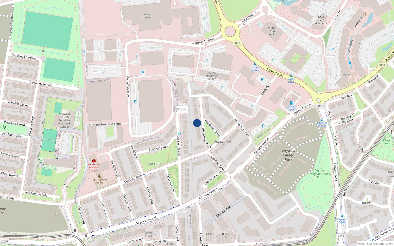Overhead map showing the location of 46 Edenbrook Green, Citywest