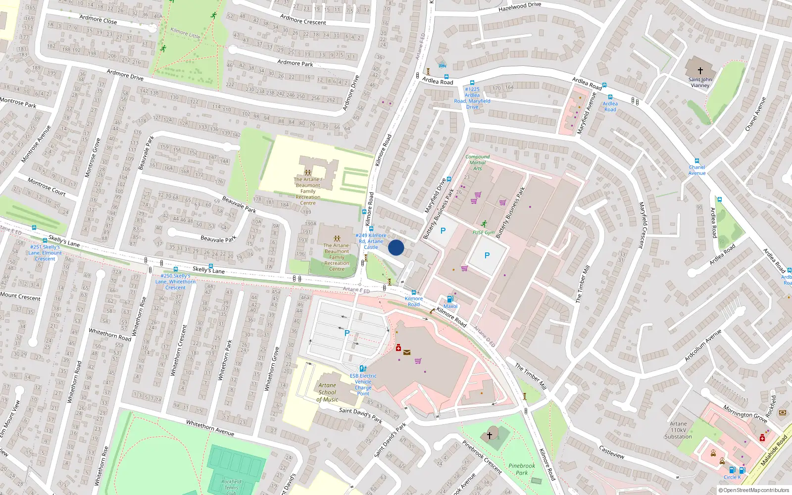 Overhead map showing the location of 46 Kilmore Road, Dublin 5