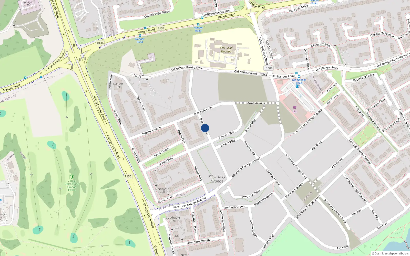 Overhead map showing the location of 46 Rowan Green, Clondalkin