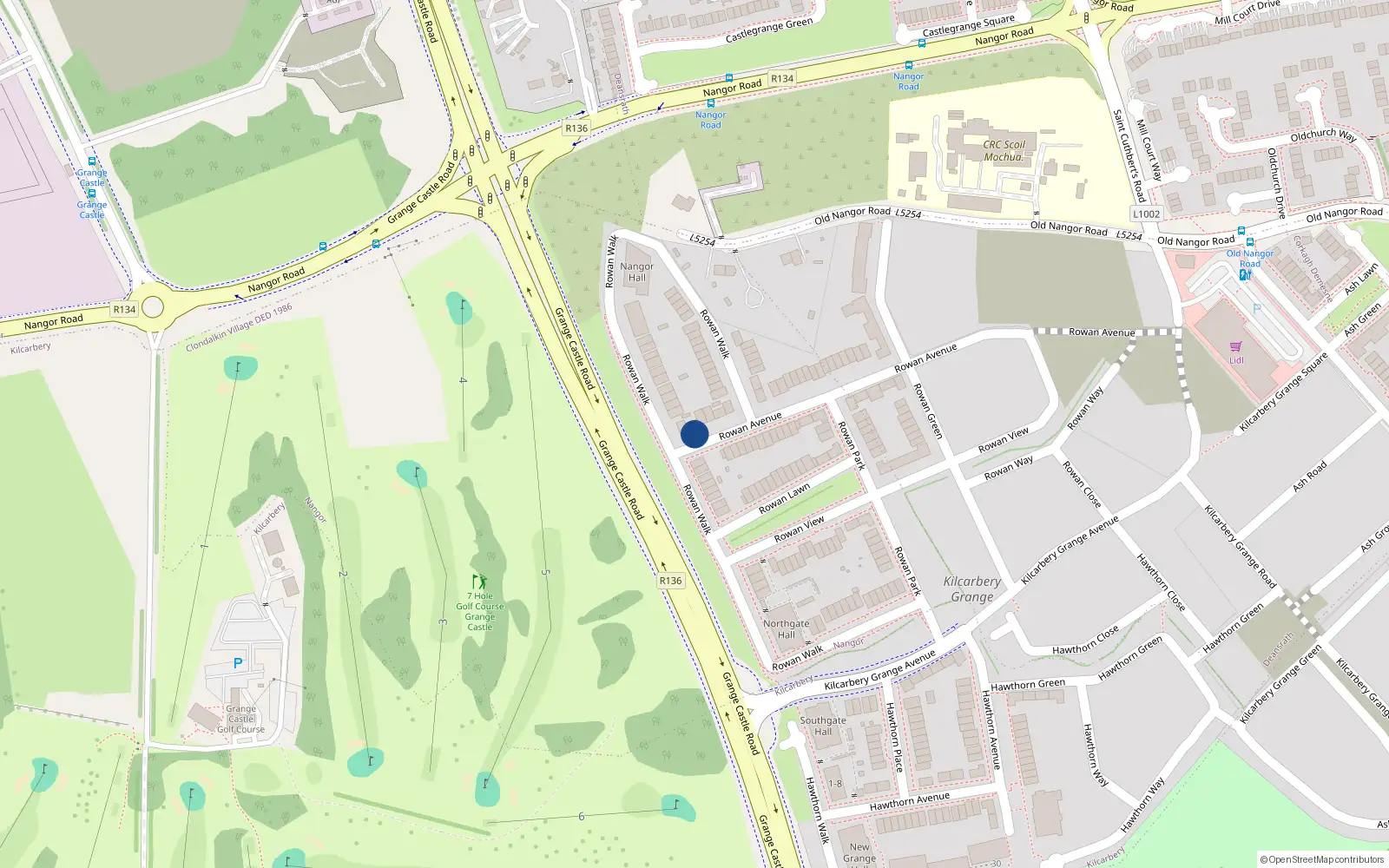 Overhead map showing the location of 46 Rowan Walk, Nangor