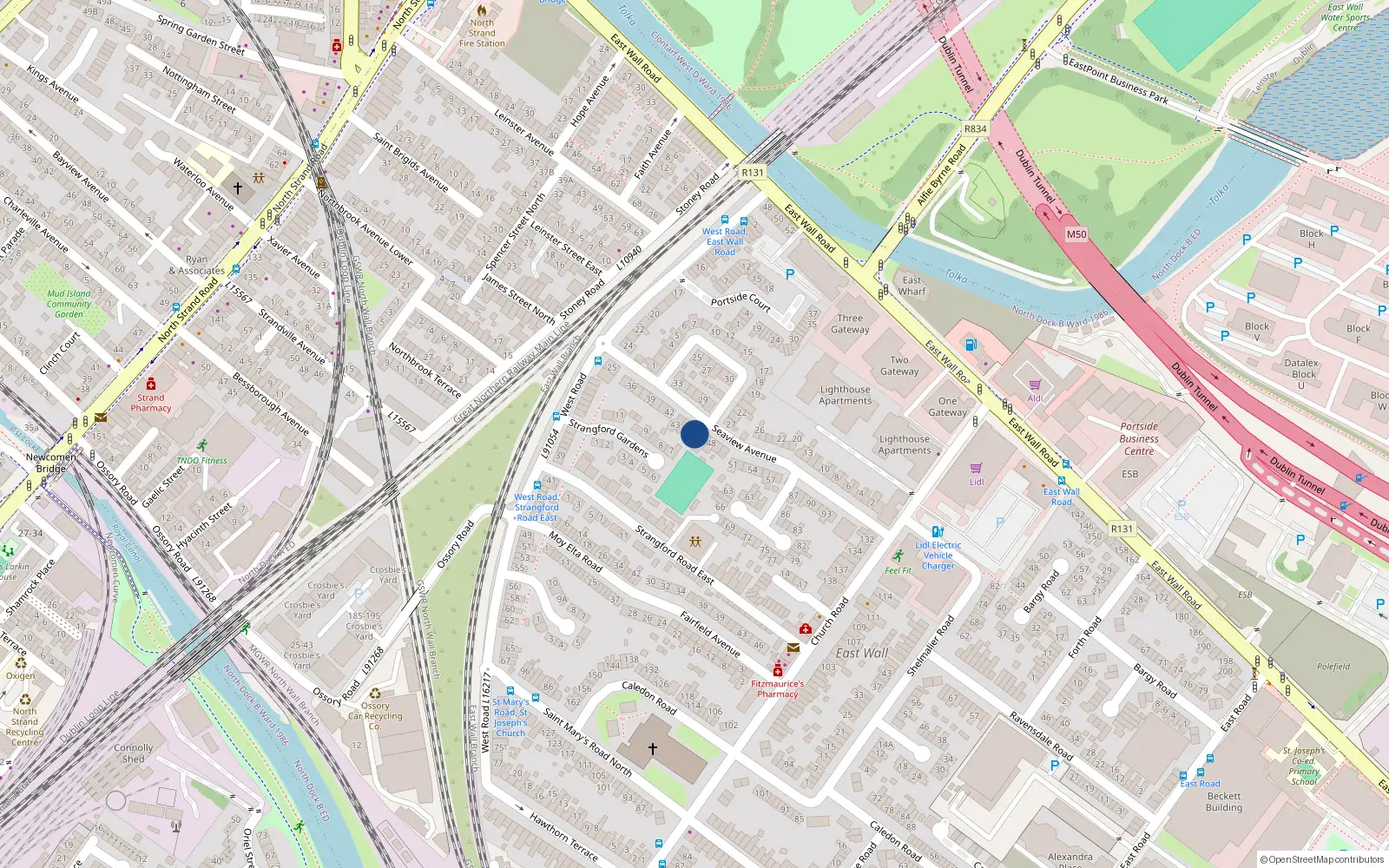 Overhead map showing the location of 46 Seaview Avenue East, Dublin 3