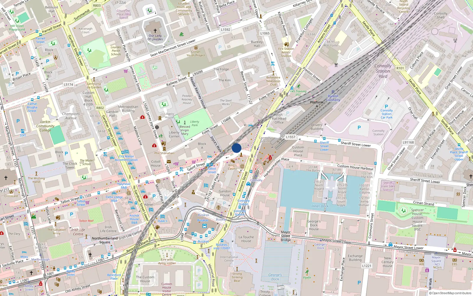 Overhead map showing the location of 46 Talbot Street, Dublin 1