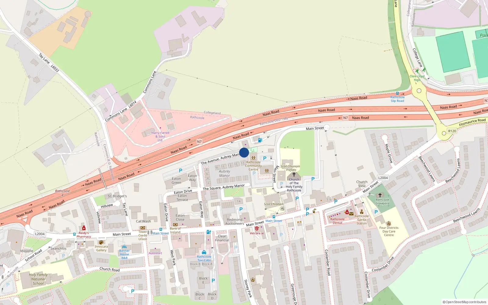 Overhead map showing the location of 46 The Avenue, Rathcoole