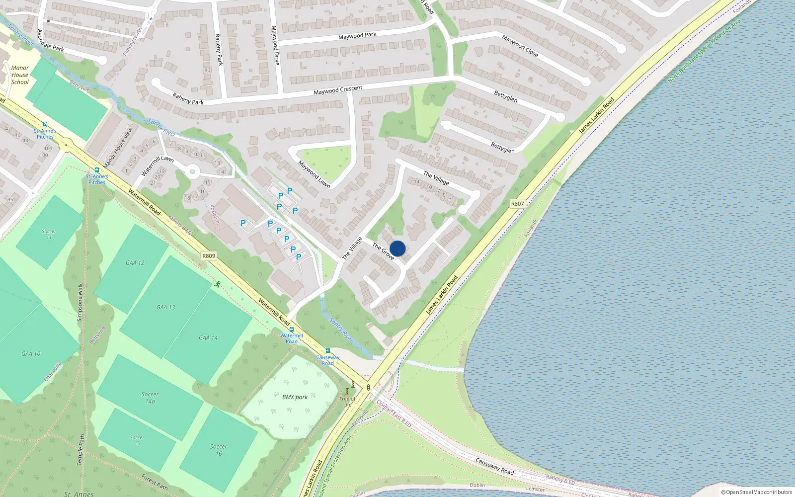 Overhead map showing the location of 46 The Grove, Dublin 5