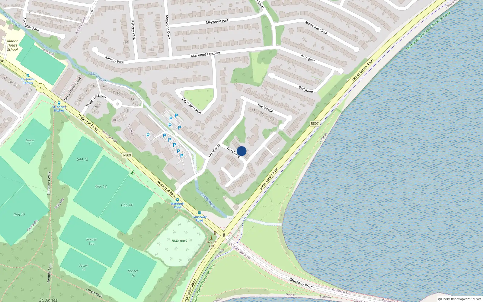 Overhead map showing the location of 46 the Grove, Bettyglen, Raheny Dublin 5