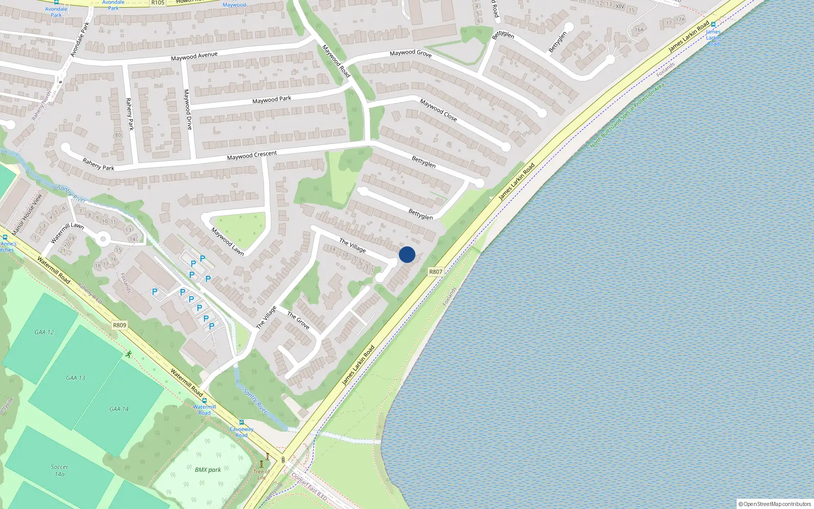 Overhead map showing the location of 46 the Village, Bettyglen, Raheny Dublin 5