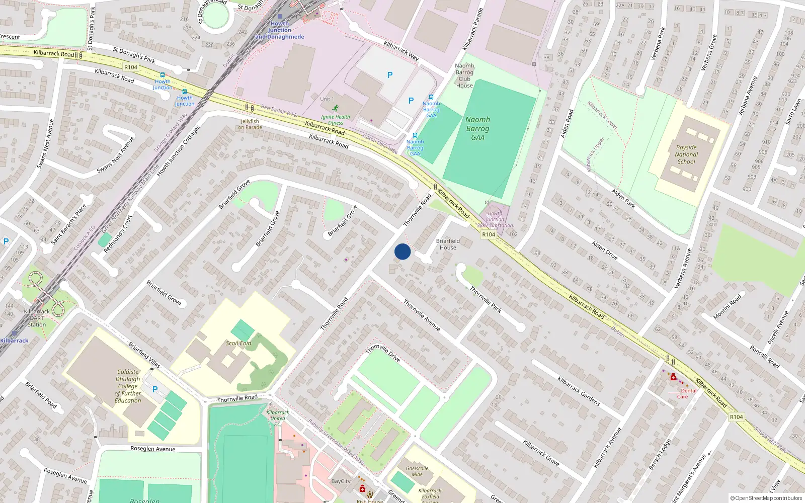 Overhead map showing the location of 46 Thornville Road, Dublin 5