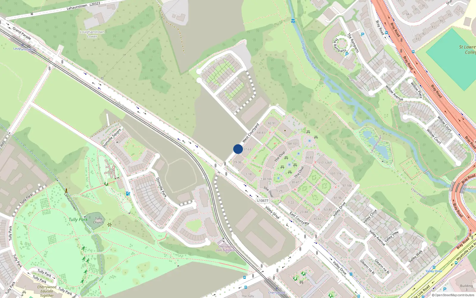 Overhead map showing the location of 46 West Courtyard, Cabinteely