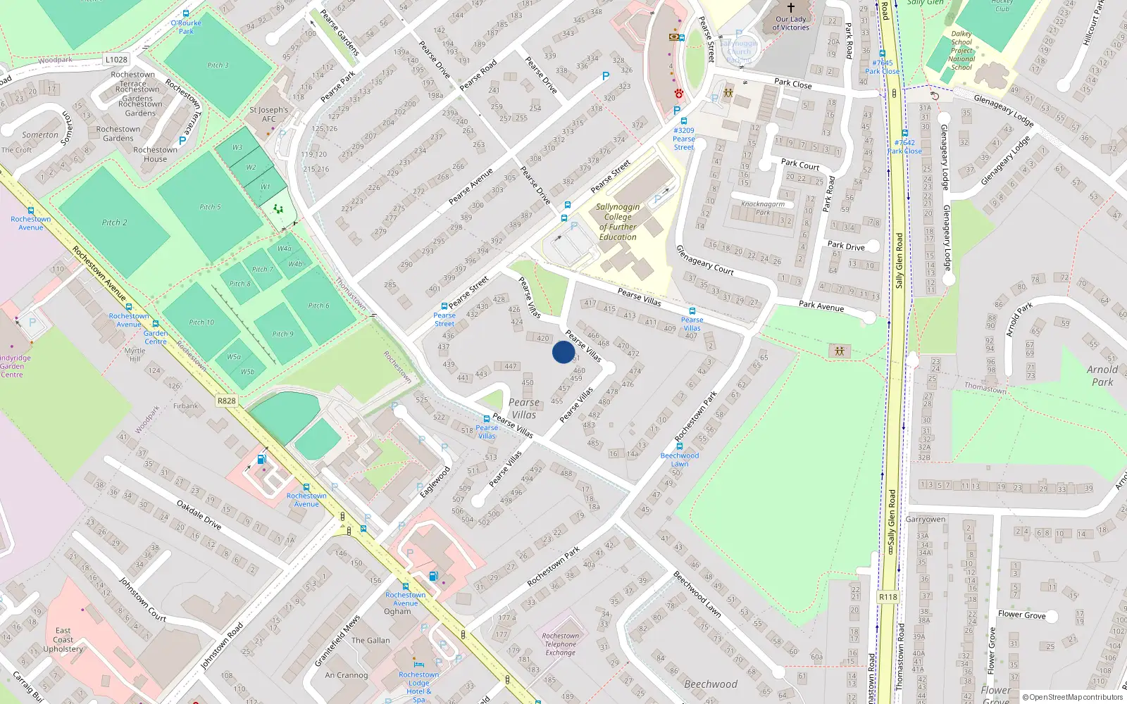 Overhead map showing the location of 463 Pearse Villas, Sallynoggin