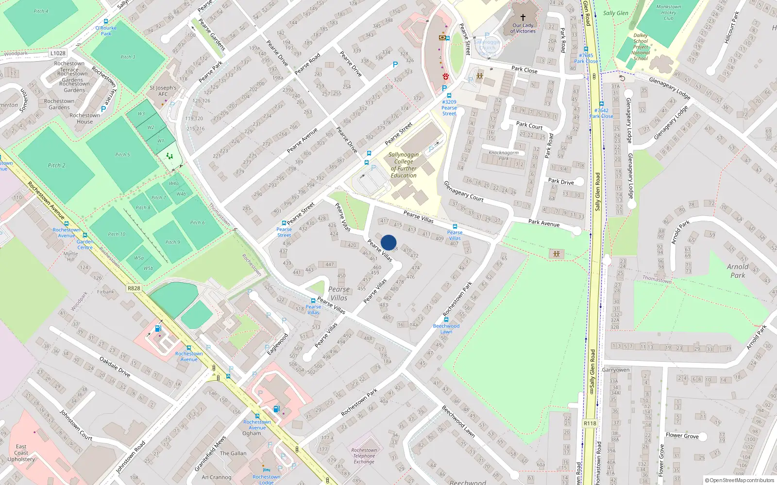 Overhead map showing the location of 466 Pearse Villas, Sallynoggin