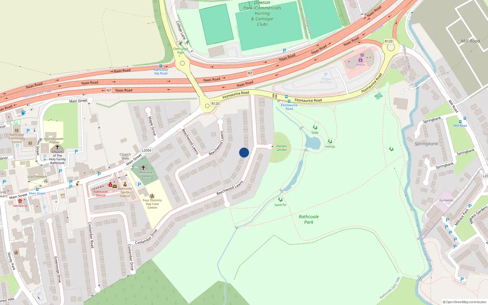Overhead map showing the location of 47 Beechwood Lawns, Rathcoole