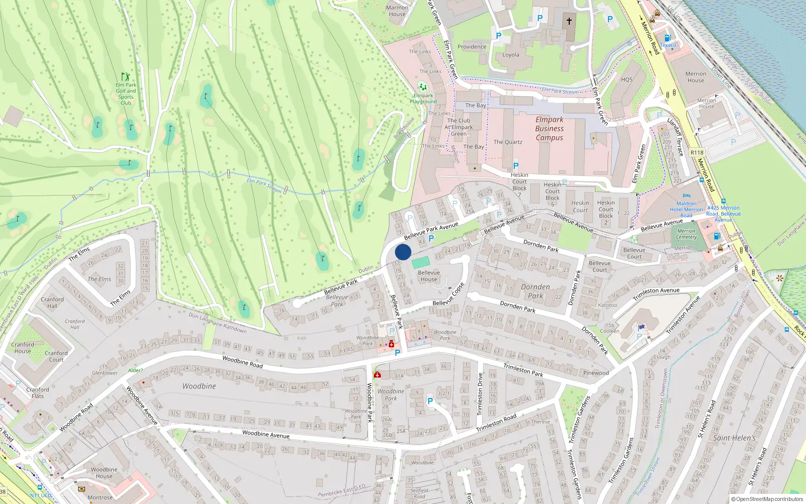 Overhead map showing the location of 47 Bellevue Park Avenue, Priesthouse