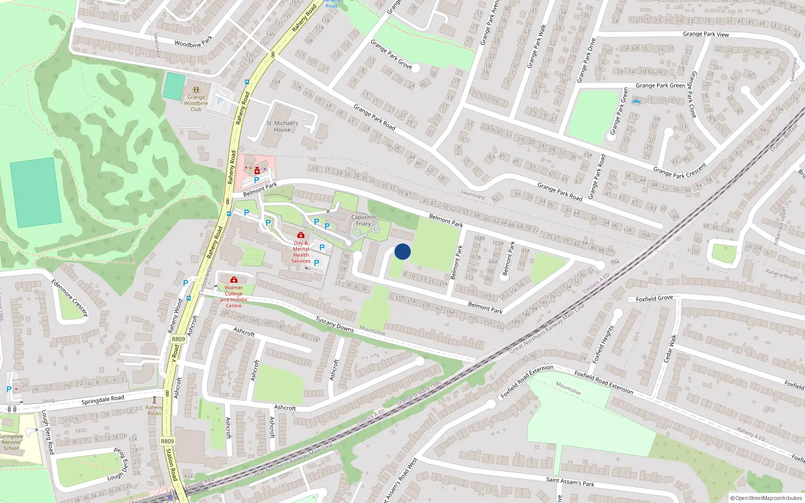 Overhead map showing the location of 47 Belmont Square, Dublin 5