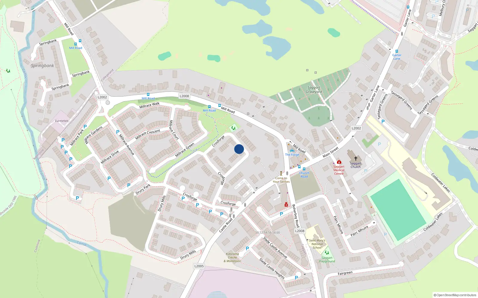 Overhead map showing the location of 47 Crosforge, Saggart
