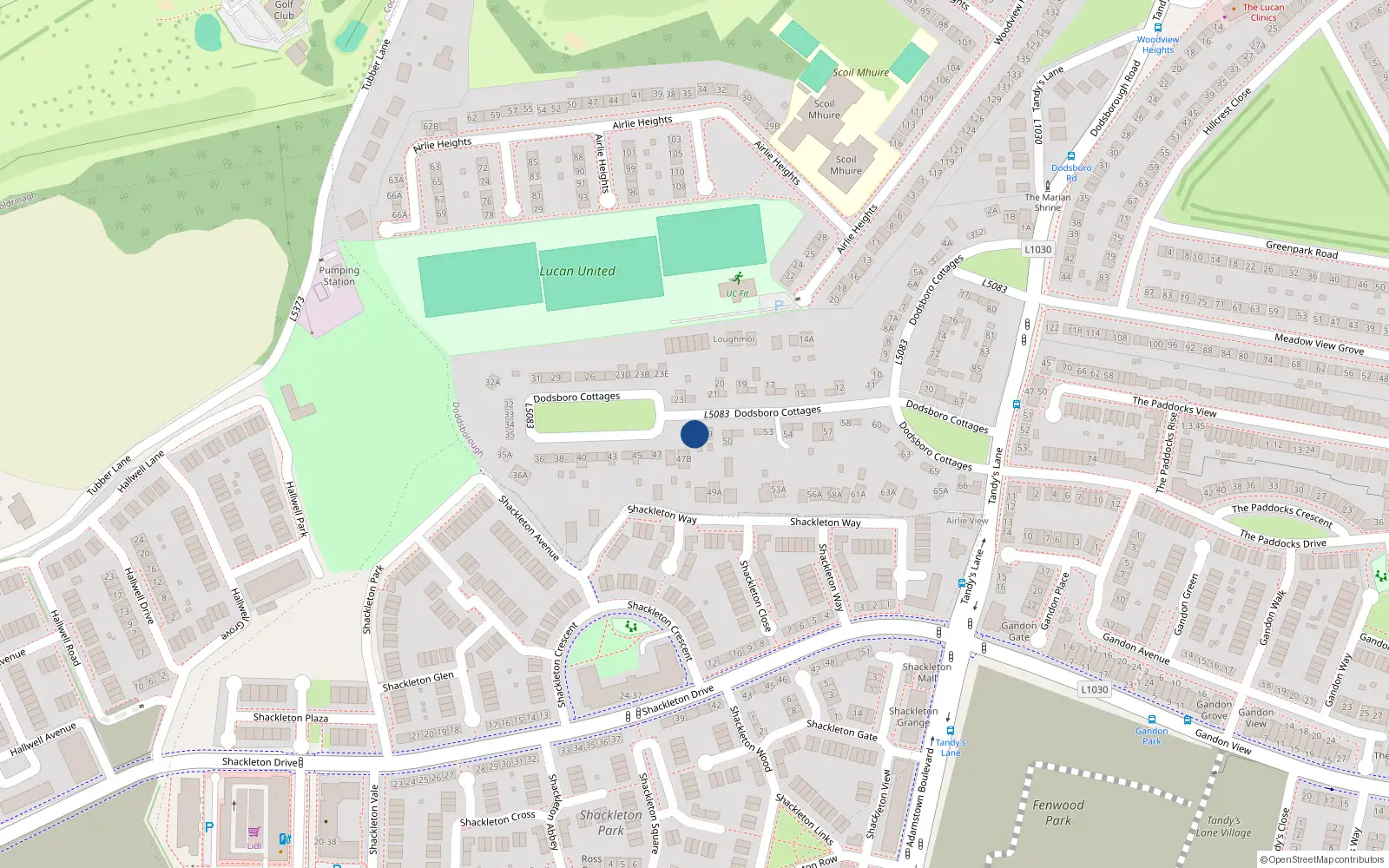 Overhead map showing the location of 47 Doddsboro Road, Adamstown