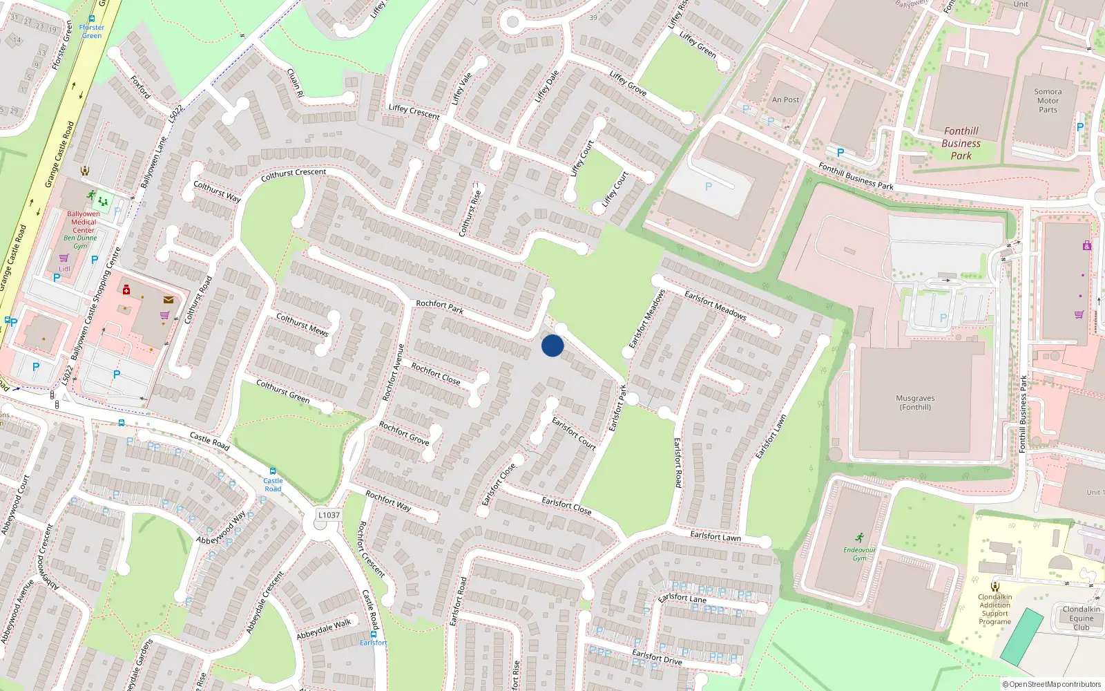 Overhead map showing the location of 47 Earlsfort Park, Lucan