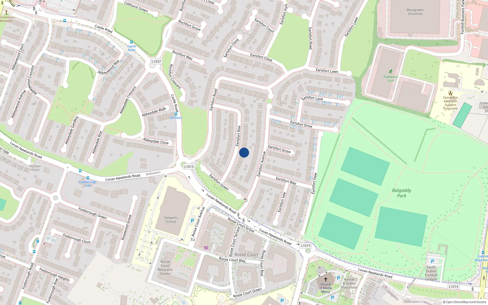 Overhead map showing the location of 47 Earlsfort Rise, Lucan