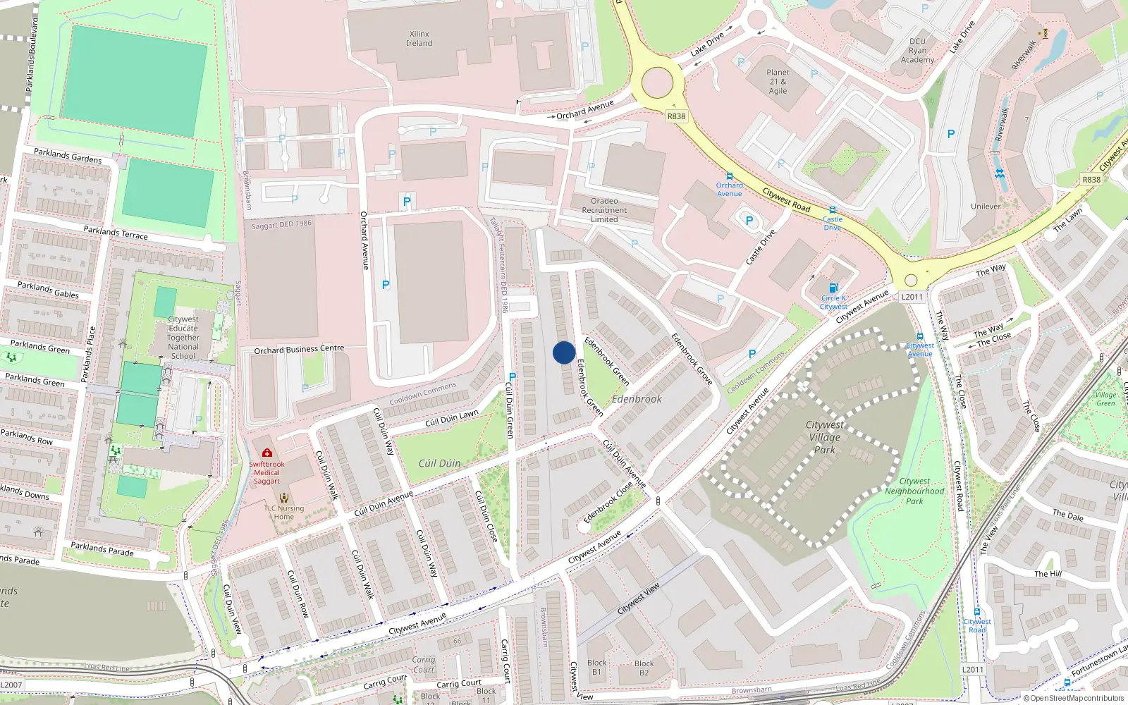 Overhead map showing the location of 47 Edenbrook Green, Citywest